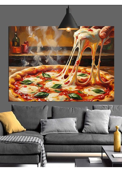 Havada Uzayan Pizza Peynir Dekoratif Kanvas - Mdf Ahşap Tablo indirimleri