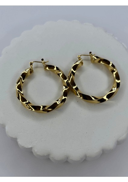 Örme Gold Halka Küpe