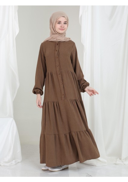 Elara Kız Çocuk Kadife Elbise Kahverengi modelleri