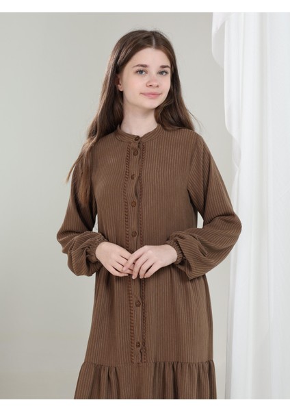 Elara Kız Çocuk Kadife Elbise Kahverengi fırsatları