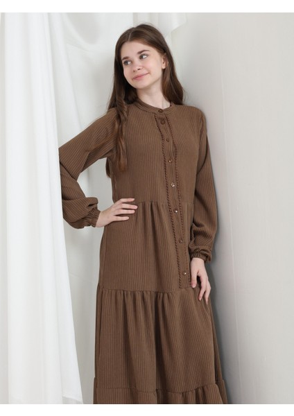 Elara Kız Çocuk Kadife Elbise Kahverengi indirimleri