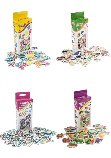 Manyetik 51 Parça Sayılar 30 Parça Hayvanlar 66 Parça Harfler 26 Prça Meyve Sebze