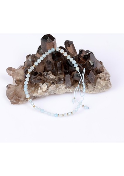 Akuamarin Taşı Bileklik – 3,5 mm Doğal Taş, Makrome Örgülü, Ayarlanabilir Unisex Model fiyatları