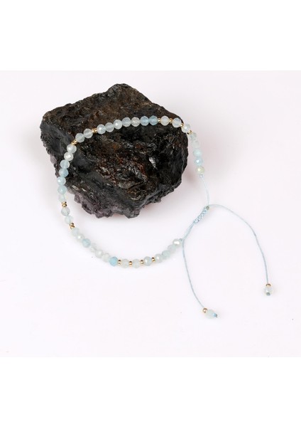 Akuamarin Taşı Bileklik – 3,5 mm Doğal Taş, Makrome Örgülü, Ayarlanabilir Unisex Model fırsatları