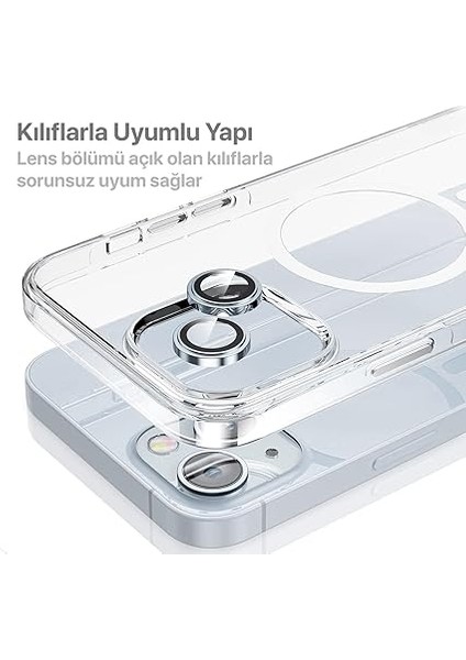 iPhone 15-15 Plus ile Uyumlu Safir Kamera Lens Koruyucu Kolay Kurulum Kitli Çizilmez Safir Cam ve Titanyum Alaşım Çerçeve (Mavi, Safir Cam) fiyatları