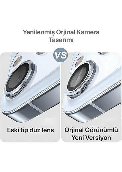 iPhone 15-15 Plus ile Uyumlu Safir Kamera Lens Koruyucu Kolay Kurulum Kitli Çizilmez Safir Cam ve Titanyum Alaşım Çerçeve (Mavi, Safir Cam) modelleri