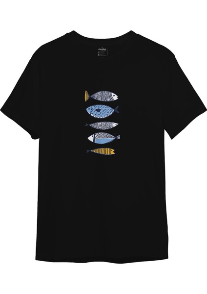 Marine Pattern Study Tişört - Siyah