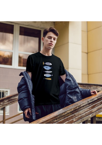 Marine Pattern Study Tişört - Siyah fiyatları