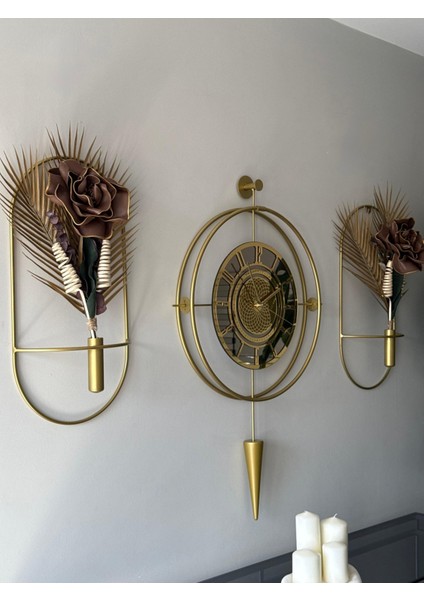 Bronz Aynalı Lavinya Exclusive - Chakra Dizayn - Gerçek Bronz Ayna - Metal (Mobilya) Duvar Saati fırsatları