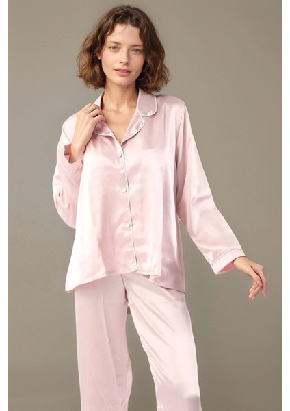 Kadın Pudra Saten Gelin 6'lı Çeyiz Seti Sabahlık & Gecelik & Pijama Şortlu Takım