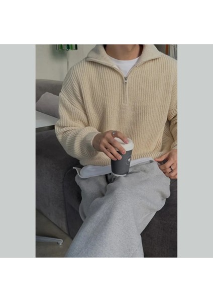 Unisex Dik Yaka Kaliteli Tarz Yeni Sezon Oversize Kazak