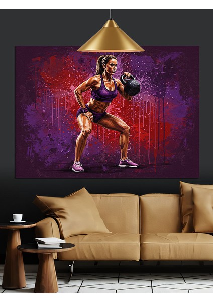 Boksör Kadın Spor Yaparken Dekoratif Kanvas - Mdf Ahşap Tablo modelleri