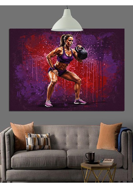 Boksör Kadın Spor Yaparken Dekoratif Kanvas - Mdf Ahşap Tablo indirimleri