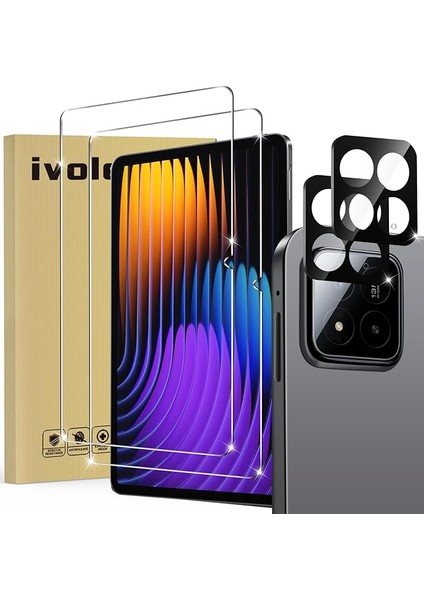 Xiaomi Pad 7 / Xiaomi Pad 7 Pro 11,2 Inç Için 2 Parça Temperli Cam Filmi, 2 Adet Kamera Filmi Ile, Çizilmez Ekran Koruyucu Film, Kabarcık Yok