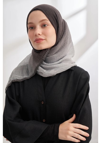 Siyah-Gri Armanda Degrade Biyeli Müslin Şal 3359 modelleri