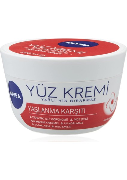 Nıvea Yaşlanma Karşıtı Yüz Kremi 100 Ml, 24 Saat Nemlendirici Yüz Kremi, Uv Koruması