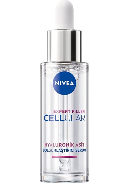 Nıvea Cellular Expert Filler Dolgunlaştırıcı Cilt Serumu 30ML, Yoğun Nemlendirici, Saf Hyaluronik Asit