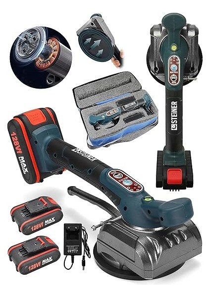 Alman 128 Vf Profesyonel Metal Şanzuman Çift Akülü Fayans Cam Karo Döşeme Vantuz Makinesi Çantalı fiyatları