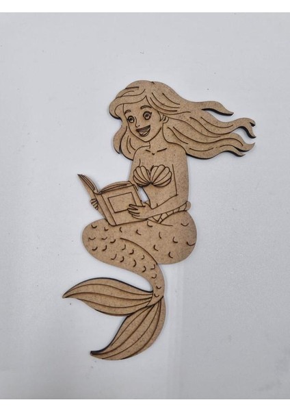 5 Adet Sevimli Deniz Kızı Ahşap Boyama Okul Diy Etkinlik Aktivite Sanat 15 cm x 10 cm