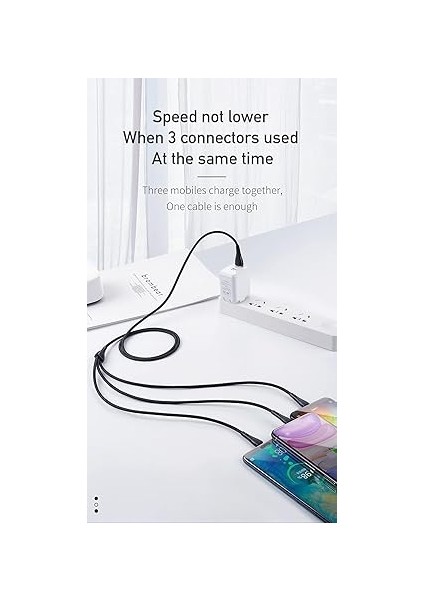 CA-6960 3in1 Lightning-Micro-Type-C Şarj Kablosu 3A 1.2m Siyah modelleri