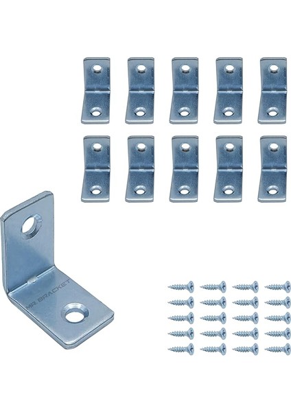 10 Ad. L Demir Gönye Köşebent 16X25X25MM - Mobilya Dolap Eşya Duvara Sabitleme Aparatı - Raf Masa Çekmece Sandalye Kitaplık Gardırop Köşe Sabitleme Birleştirme Bağlantı Demiri
