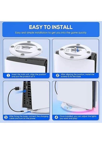 14 Işık Modlu Ps5 Slim Disc ve Digital Edition Için LED Dikey Stand, Vidalar ve USB Kablosu ile Ps5 Slim Konsol Için Rgb Taban Standının Değiştirilmesi (Siyah) indirimleri