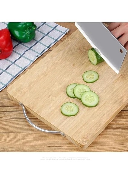 Home Metal Saplı Bambu Kesme Tahtası, Ahşap Kesim Panosu, Et, Balık, Sebze ve Ekmek Için Çok Yönlü Kesim Tahtası, Doğrama Tahtası Bambu (1, 32X22 Cm) fırsatları