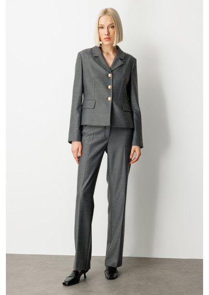 Kadın Cepsiz Boru Paça Pantolon 5051 Antrasit