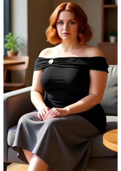 Carmen Yaka Broş Detaylı Örme Büyük Beden Üst Giyim Kadın Kaliteli Şık Rahat Modern Zarif Günlük fiyatları