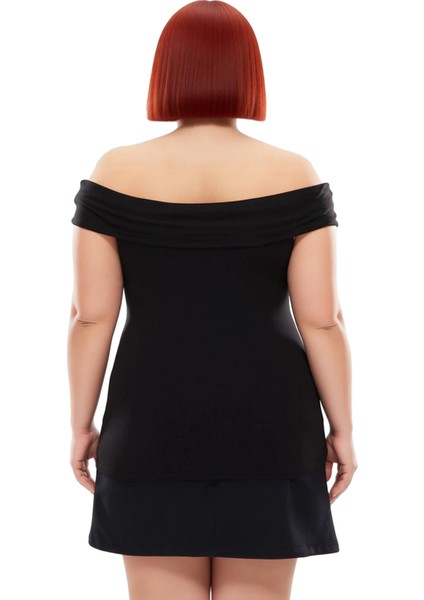 Carmen Yaka Broş Detaylı Örme Büyük Beden Üst Giyim Kadın Kaliteli Şık Rahat Modern Zarif Günlük fırsatları