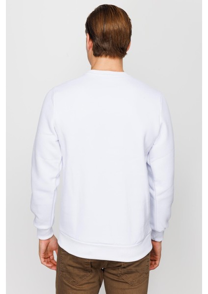 Erkek Beyaz Bisiklet Yaka Sweatshirt modelleri