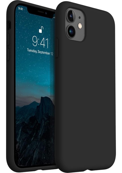 Serisi Iphone Lansman Kılıf Ince Sıvı Silikon 3 Katmanlı Tam Kaplamalı Yumuşak Jel Kauçuk Telefon Kılıfı (Siyah, 11)