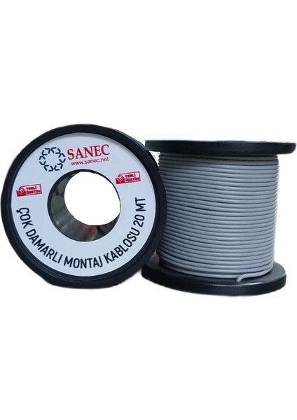 Çok Damarlı Montaj Kablosu - 22 Awg - 20 Metre - Gri