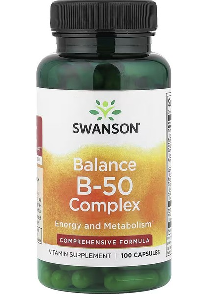 Balance B-50 Vitamin B Complex Energy And Metabolism 100 Caps