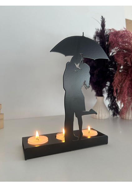 Romantik Sevgililer Temalı Dekoratif Metal Mumluk indirimleri