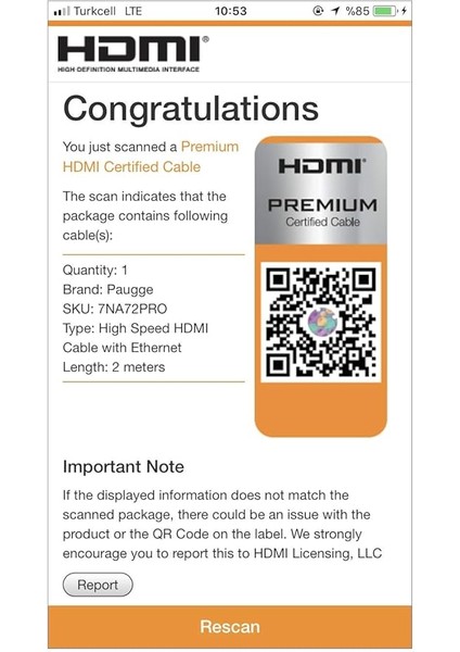 HDMI 2.0b Premium Sertifikalı 4K 60Hz 18GBPS Hdr Dolby Vision Hdcp 2.2 Destekli HDMI Kablo - 2 Metre (7NA72PRO) fiyatları