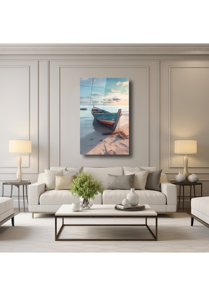 Kıyıda Duran Kayık - Cam Tablo - DEG0158 modelleri