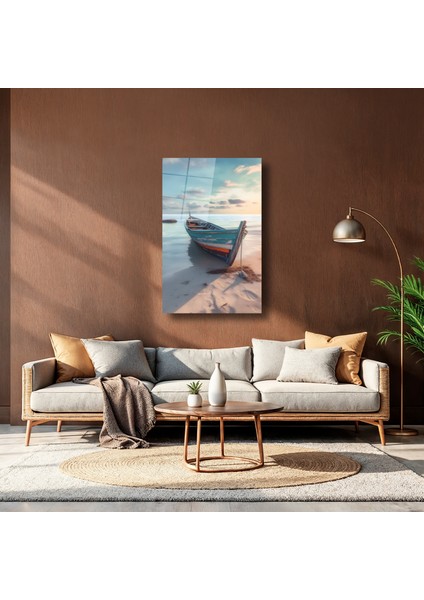 Kıyıda Duran Kayık - Cam Tablo - DEG0158 indirimleri