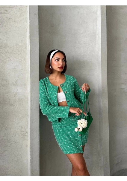 Ceketli Etek Takım Chl Kumaş Yeşil H24443 fiyatları