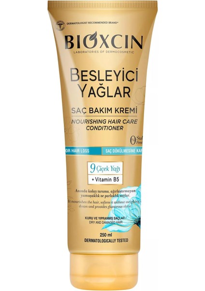 Besleyici Yağlar Bakım Saç Kremi 250 ml - Sülfatsız, Kuru ve Yıpranmış Saçlar Saç Dökülme Karşıtı