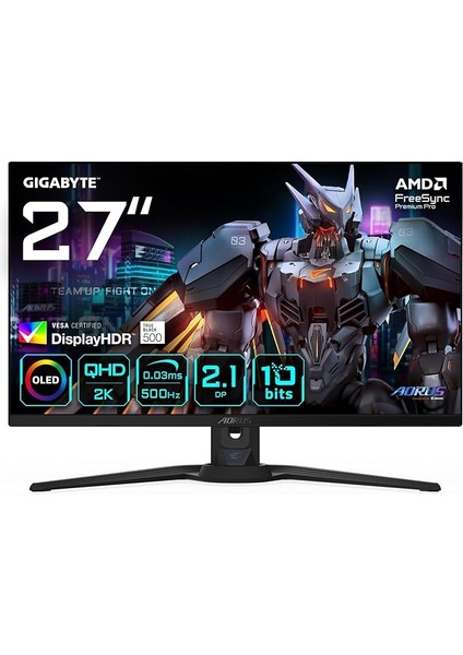 FO27Q5P 27" OLED Gaming Monitor, Qhd (2560X1440), 500Hz, 0.03MS Gtg, Anti-Reflection, HDMI 2.1 & Displayport 2.1 & Usb-C, Displayhdr True Black 500, Clearmr 21000, Dahili Hoparlör