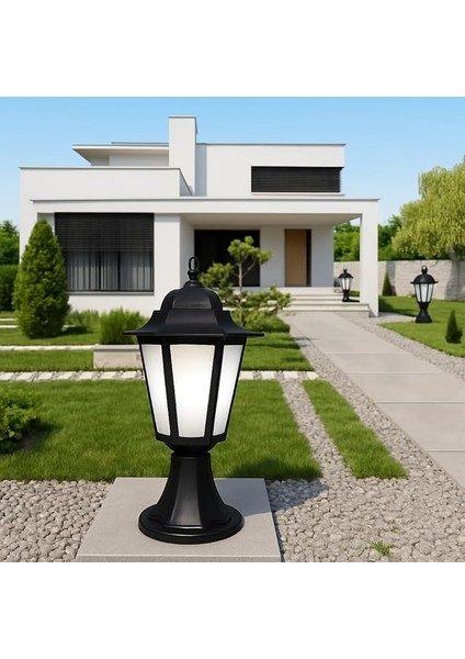 Klas Set Üstü Bahçe Aydınlatma | 42 cm Siyah Dış Mekan Aplik Yol Lambası | IP54 E27 Duylu Direk Tipi Bahçe Lambası (1 Adet)