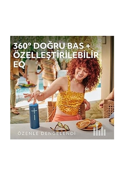 Ears Boom 4 Taşınabilir Su Geçirmez Bluetooth Hoparlör, 360 Derece, Güçlü, Sürükleyici, Kristal Netliğinde Ses, 15 Saatlik Pil Ömürlü ve 45M Kullanım Mesafeli Batmaz Hoparlör, Mavi fiyatları