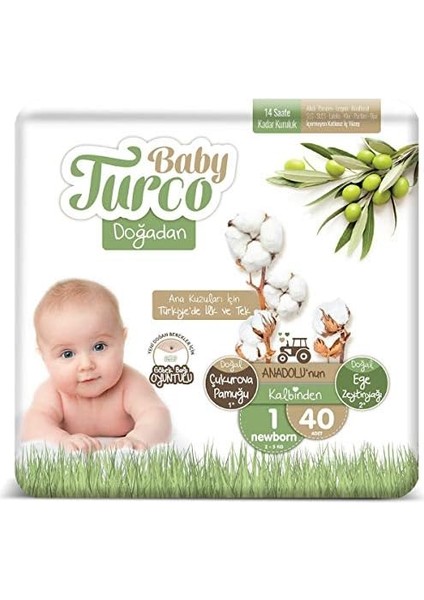 Baby Turco Doğadan 1 Beden Newborn Bebek Bezi (1 x 40 Adet)
