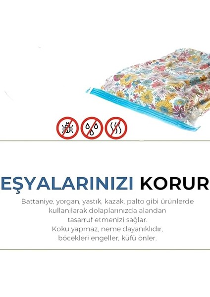 Vakumlu Hurç Poşet Setleri, Her Kullanıma Uygun 5 Parça, 2 Adet 50X70, 2 Adet 55X90, 1 Adet 80X100 indirimleri