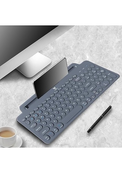 BT-K99 Bluetooth & Wireless Kablosuz Klavye Standlı Gri Telefon Pc Tablet Tv Laptop Mac Uyumlu fırsatları