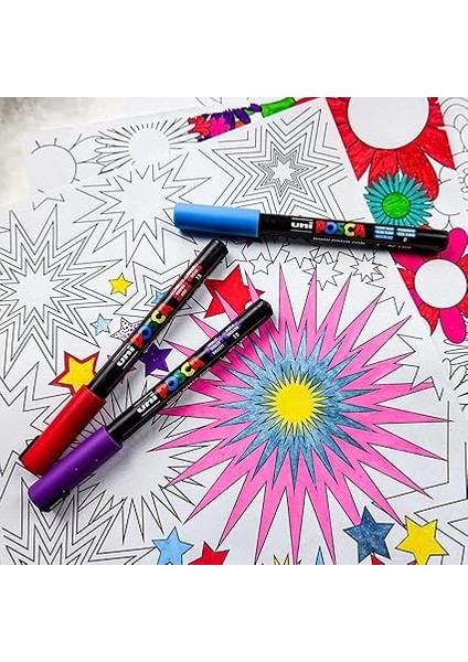 Posca Markör Kalem 3m 12'li Set 0.9-1.3 mm Keçe Uçlu modelleri