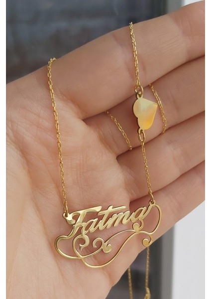 925 Ayar Gümüş 24 Ayar Altın Kaplama Kalpli Isimli Kolye