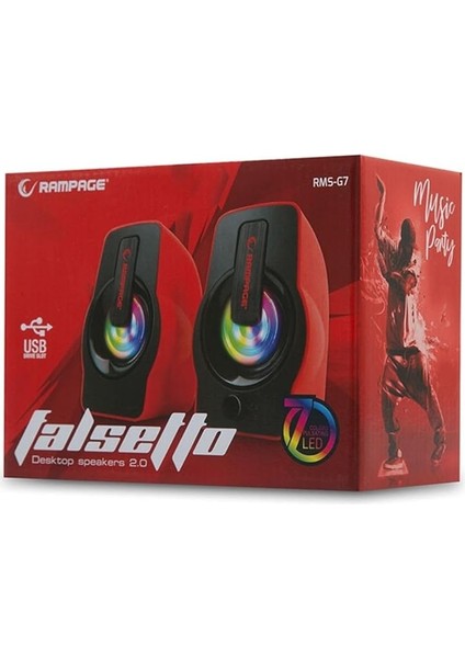 Rms-G7 Falsetto 2.0 6 Watt Rgb Ledli Kırmızı Multimedia Gaming USB Speaker modelleri