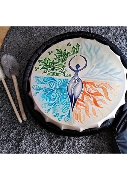 10 Inç Şaman Davul Davul Sopa, El Tasarlanmış Hayat Ağacı Davul Sibirya Davul, Vintage Perküsyon Enstrüman Manevi Müzik Sembolü fiyatları